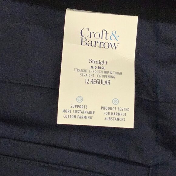 NWT | Croft & Barrow Navy Blue Straight Mid Rise Effortless Stretch Pant | 12 - Picture 5 of 7